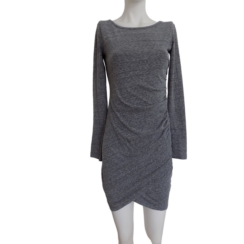 LEITH bodycon dress rouched long sleeve gray size Small
